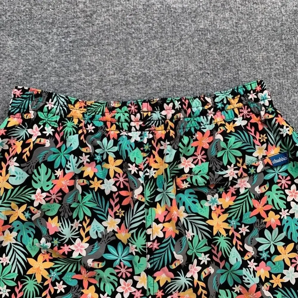 Chubbies Shorts Mens S Small Black Floral Bloomerangs Lined Beach‎ Swim Trunks